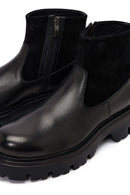 Men's Black Thick Soled Leather Boots | Derimod