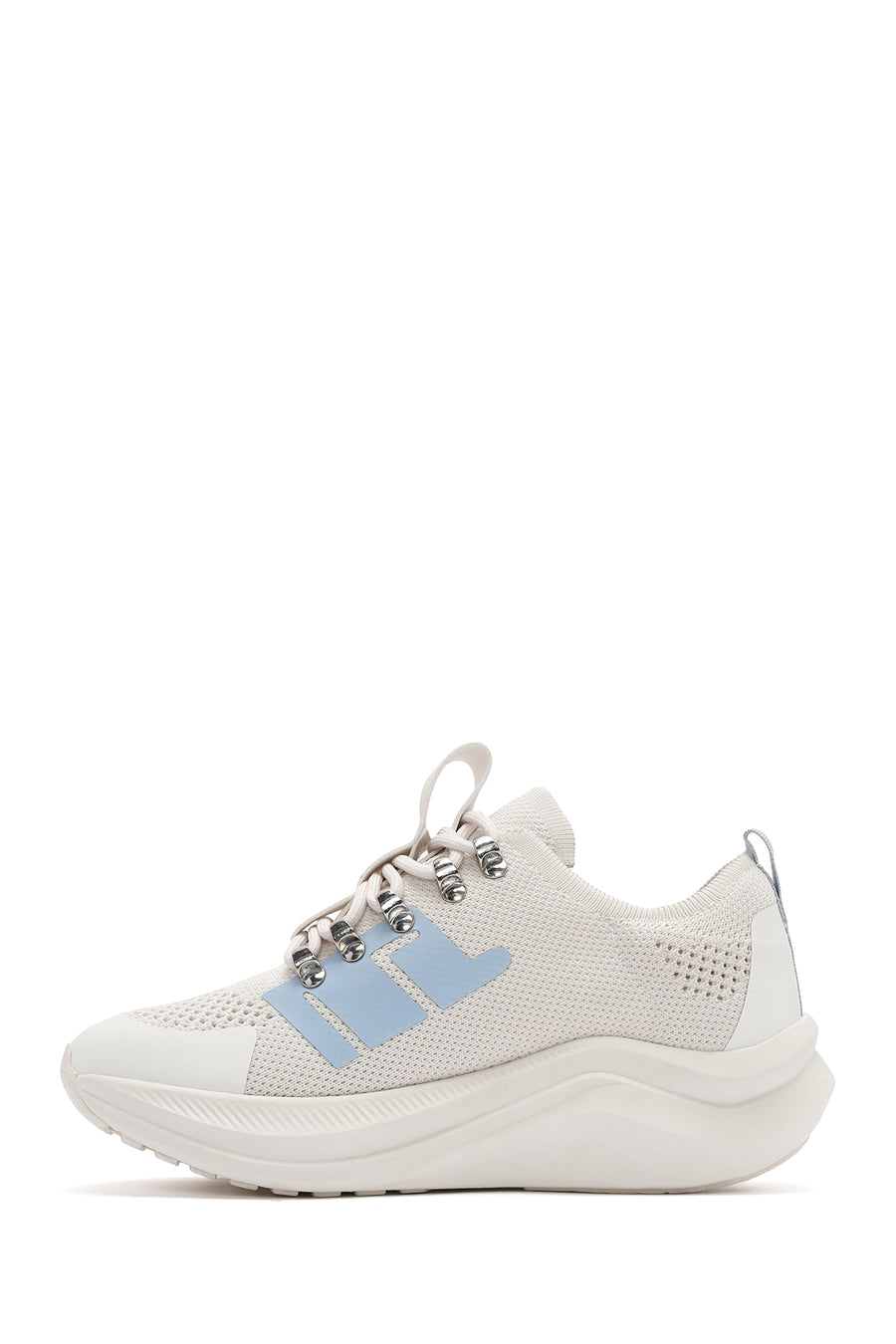 Derimod Zero Women's Grey Thick-Soled Lace-Up Fabric Sneakers