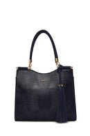 Woman Navy Long-Strap Printed Classic Shoulder Bag | Derimod