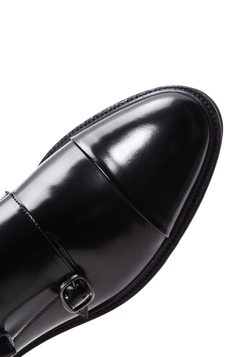 Men's Black Double Buckle Leather Casual Shoes