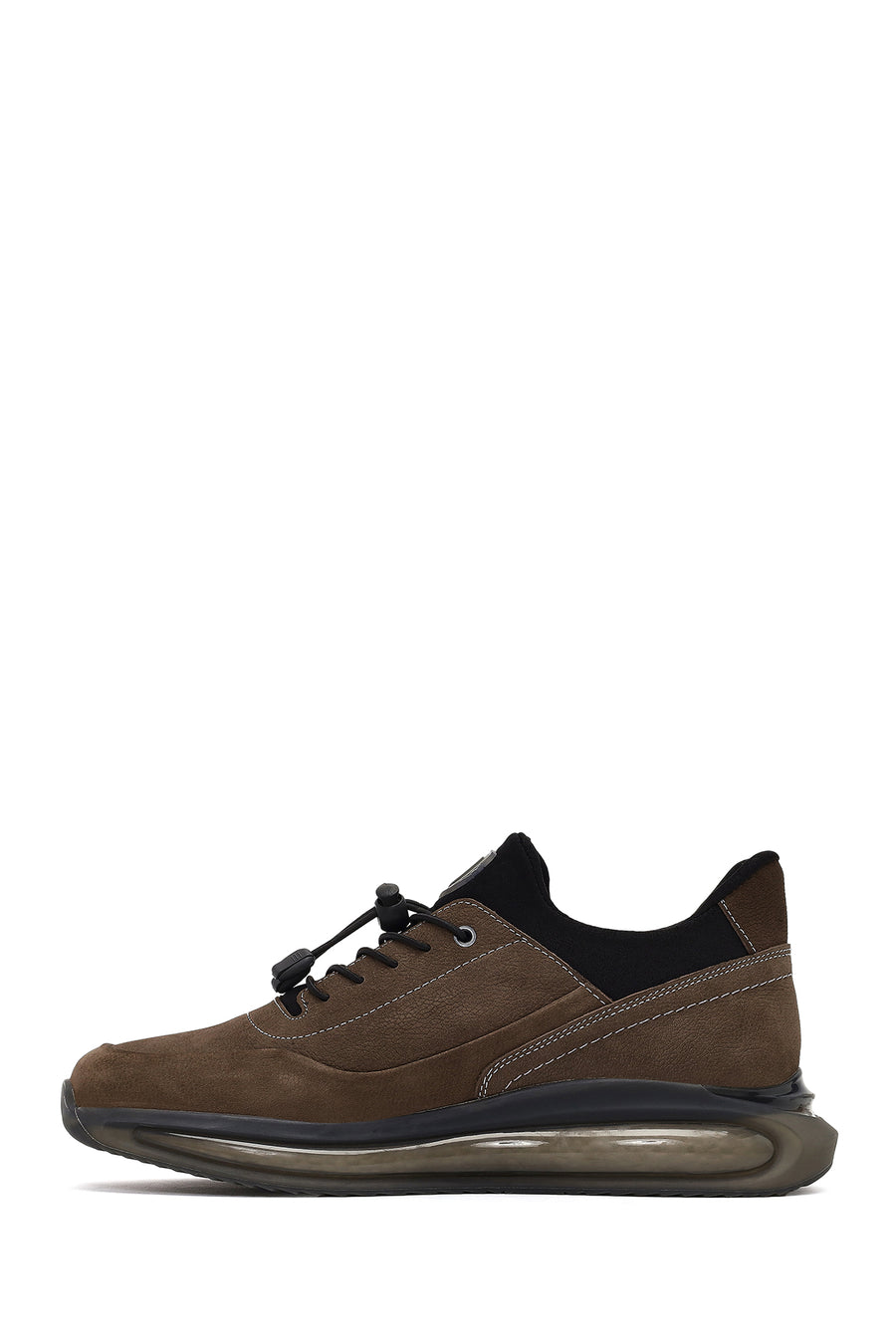 Men's Mink Lace-Up Thick-Soled Nubuck Leather Sneaker