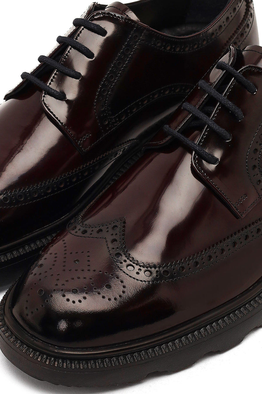 Men's Burgundy Thick Sole Leather Casual Shoes