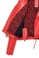 Newage Women's Red Slim-Fit Biker Leather Jacket | Derimod