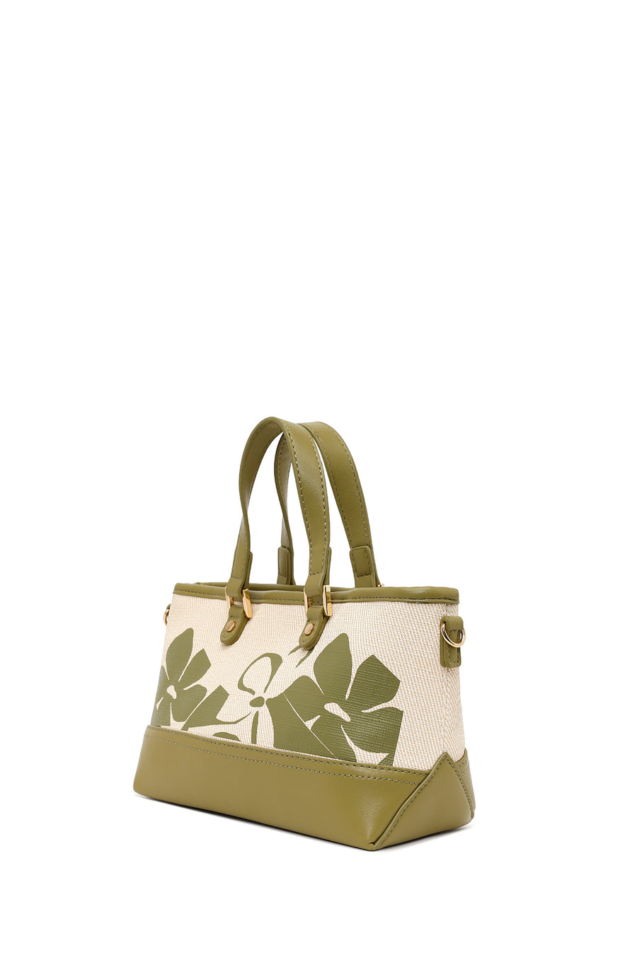 Woman Green Long-Strap Patterned Mini Shoulder Bag