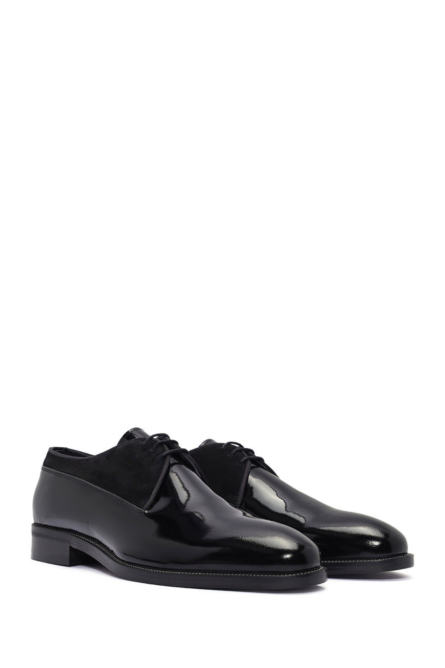 Men's Black Laced Patent Leather Classic Shoes