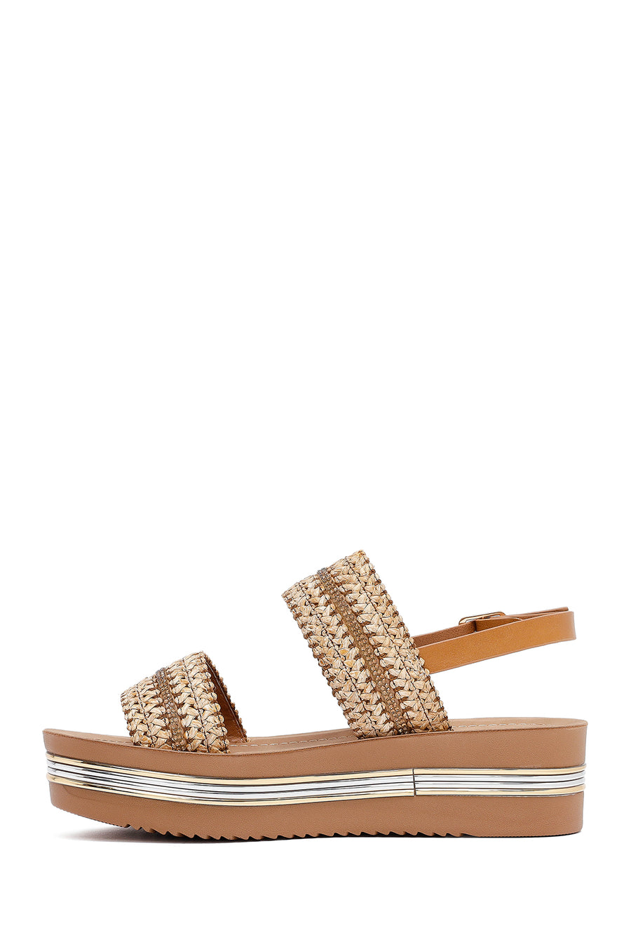 Women's Brown Thick Soled Braided Sandals