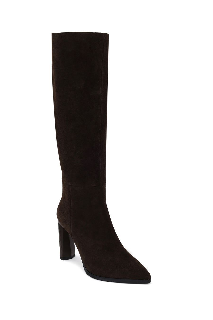 Woman Brown Zip Closure Heeled Suede Boot