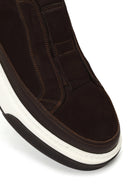 Male Brown Thick-Soled Nubuck Leather Sneaker | Derimod