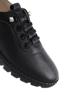 Women's Black Lace-Up Leather Sneaker | Derimod