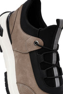 Erkek Vizon Bağcıklı Nubuk Deri Casual Sneaker | Derimod