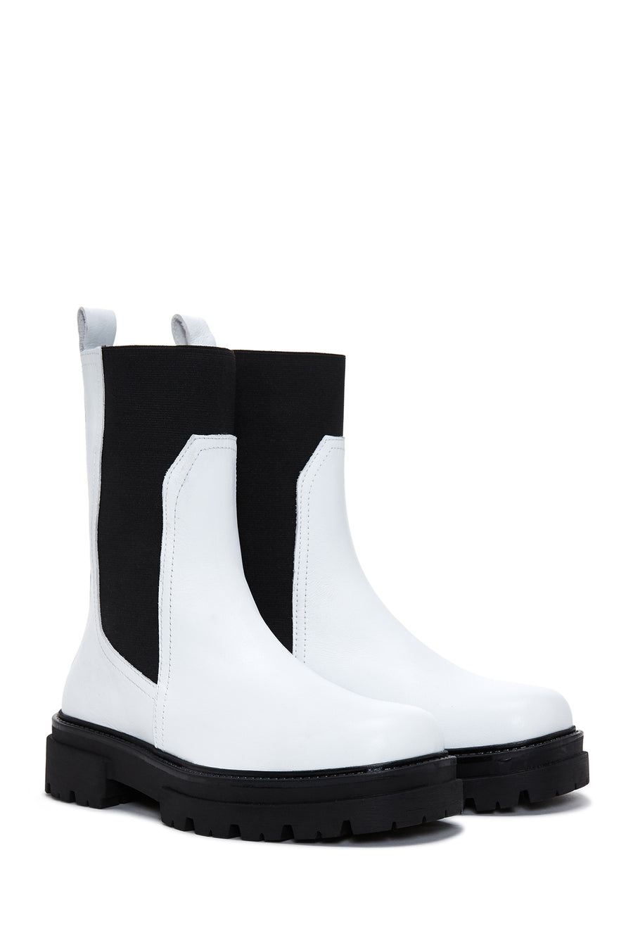 Women's White Leather Chelsea Boots