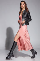 Sara Women's Black Short Leather Jacket | Derimod