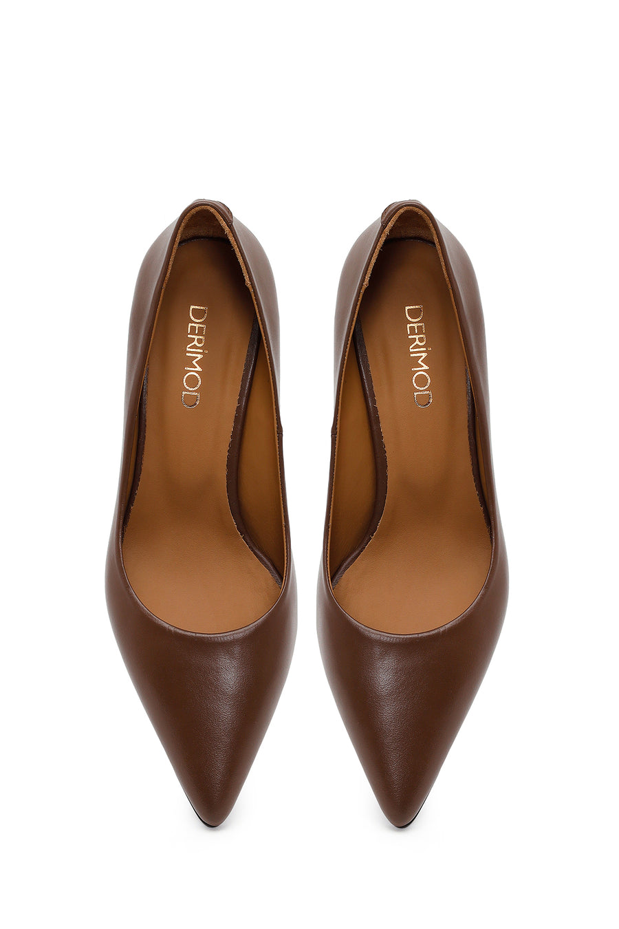Woman Light Brown Leather Stiletto with Thin Heel
