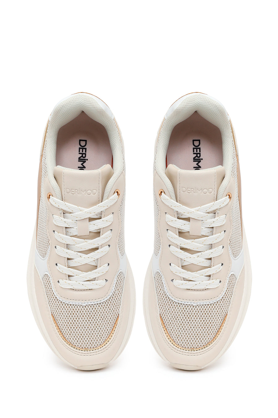 Kadın Bej Bağcıklı Kalın Tabanlı Sneaker