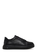 Male Black Lace-Up Thick-Soled Leather Sneaker | Derimod