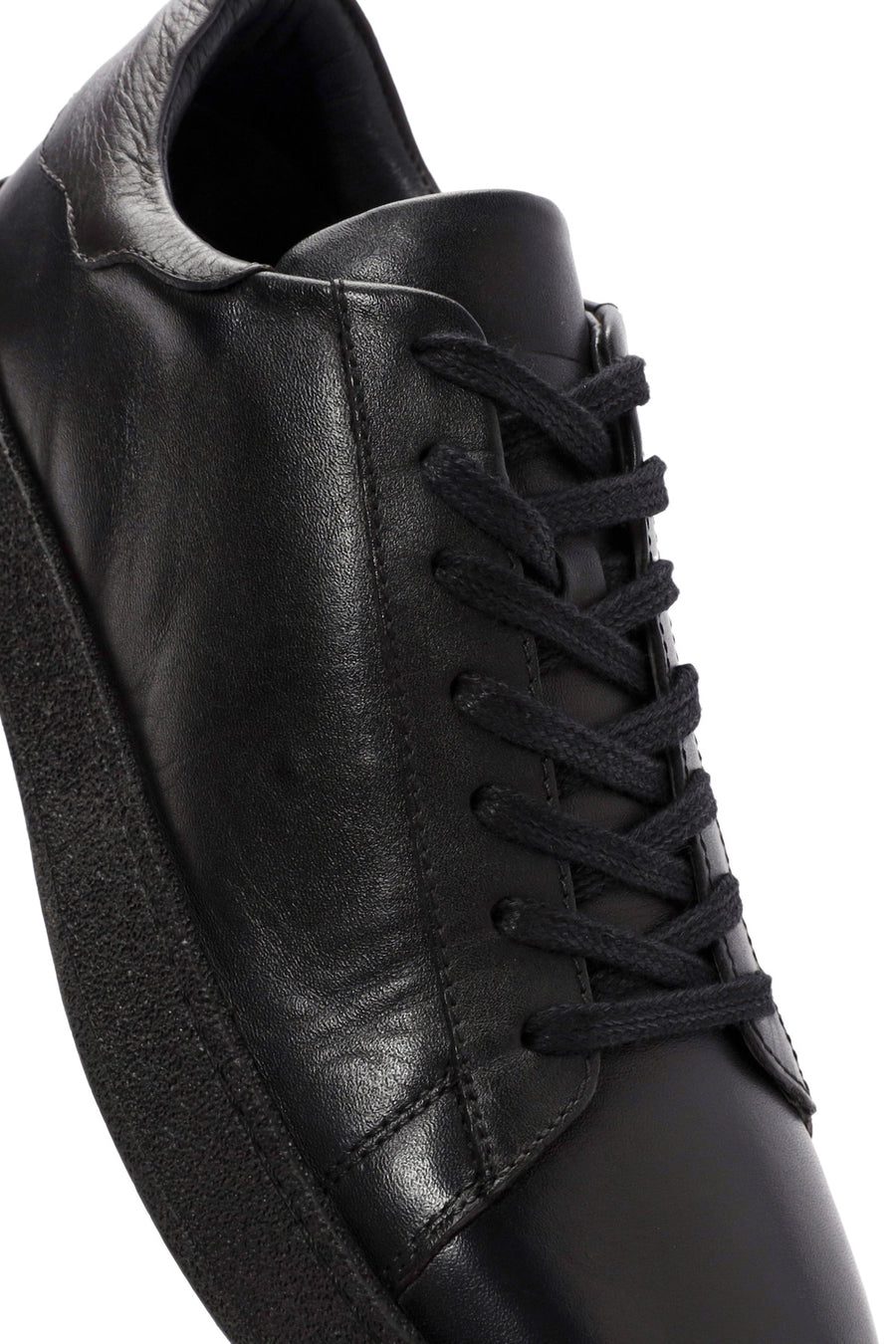 Erkek Siyah Bağcıklı Deri Sneaker