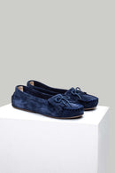 Suede Blue Women's Leather Loafer | Derimod