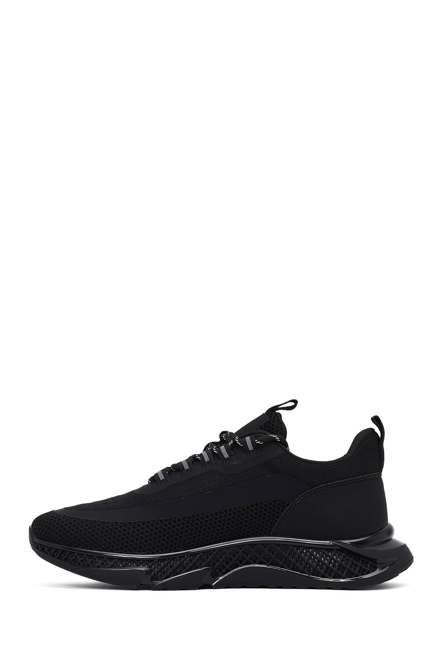 Derimod Zero Male Black Thick-Soled Lace-Up Fabric Sneaker