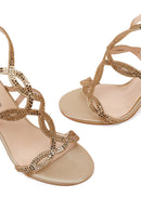 Woman Beige Ankle-Buckle Embellished High Thin-Heel Sandal | Derimod