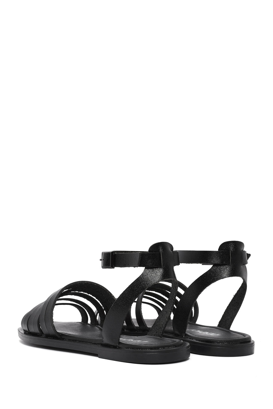 Women's Black Ankle Strap Leather Bodrum Sandals