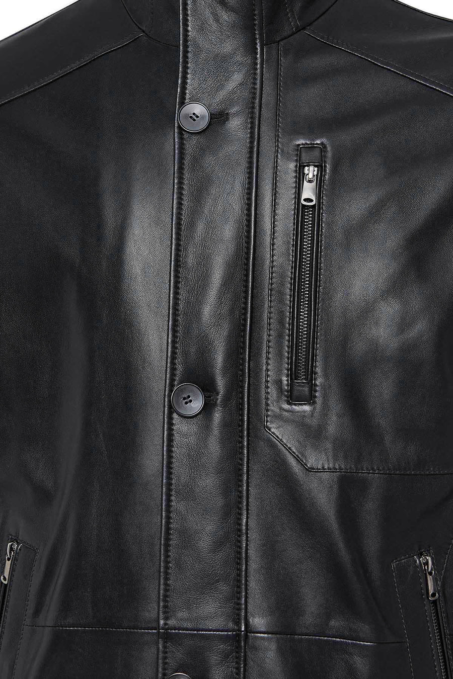 Nathan Men's Black Leather Coat
