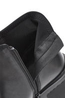 Geox Women's Black Spherica Thick Heel Zippered Leather Boots | Derimod