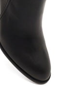 Women's Black Buckled Zippered Thick Heeled Leather Boot | Derimod