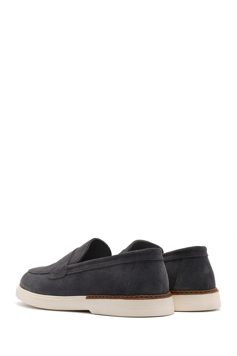 Erkek Gri Süet Deri Casual Loafer