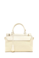 Women's Cream Long Strap Patterned Shoulder Bag | Derimod