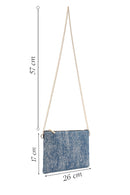 Women's Blue Long Chain Strap Jean Fabric Clutch Bag | Derimod