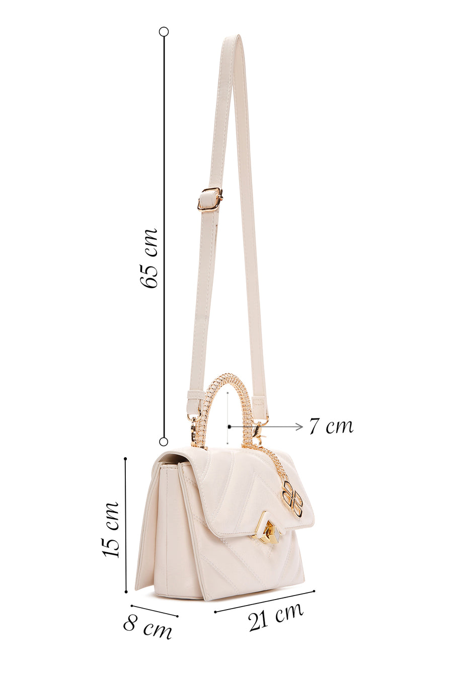 Women's Cream Long Strap Quilted Handbag
