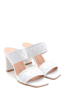 Women's Leather Capione Detailed Heeled Slippers | Derimod