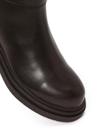 Woman Brown Zip Closure Printed Leather Boots | Derimod
