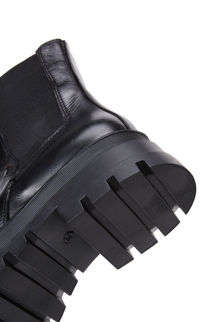 Women's Black Leather Thick Soled Chelsea Boots