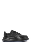 Erkek Siyah Bağcıklı Kalın Tabanlı Deri Sneaker | Derimod