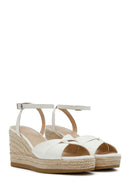 Women's White Ankle Buckle Wedge Heel Espadrille Sandals | Derimod
