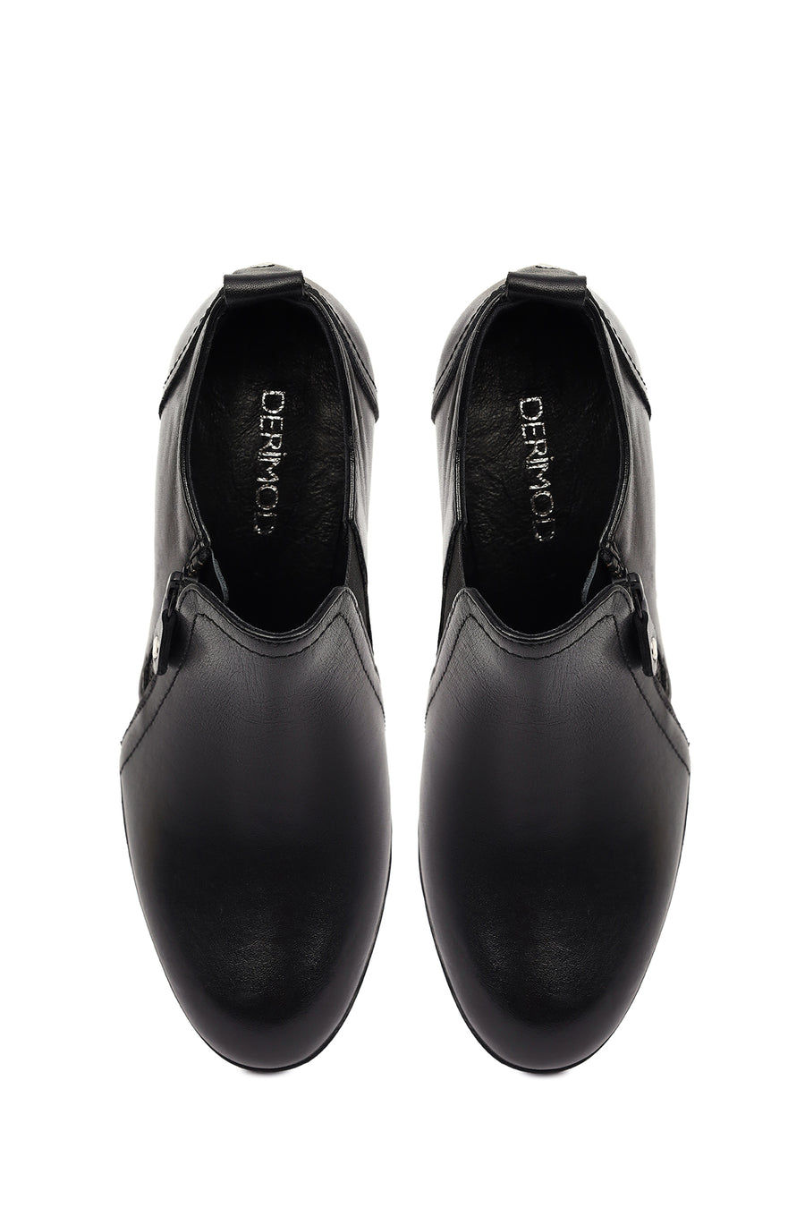 Women's Black Thick Heeled Leather Boots