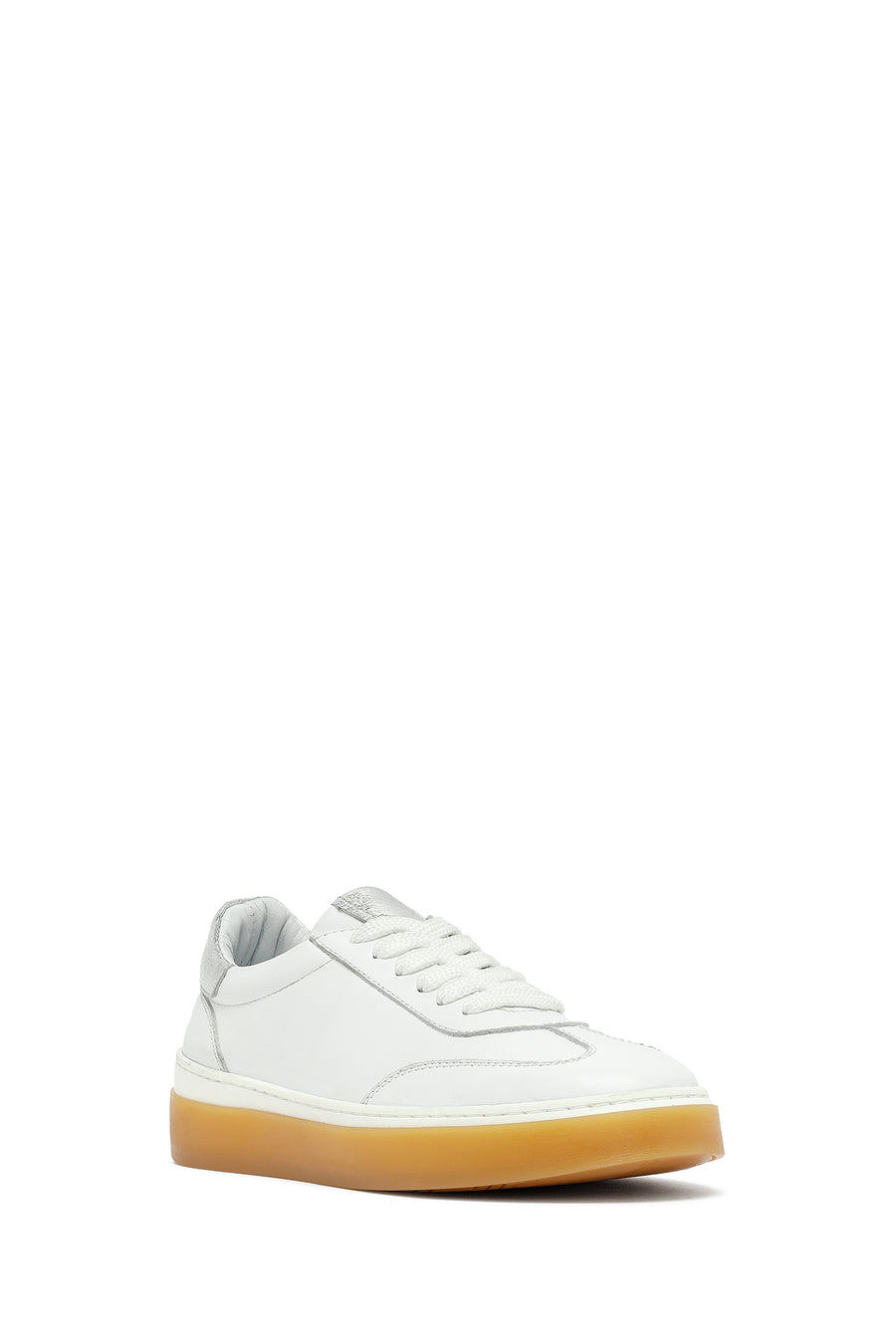 Woman White Laced Leather Sneakers