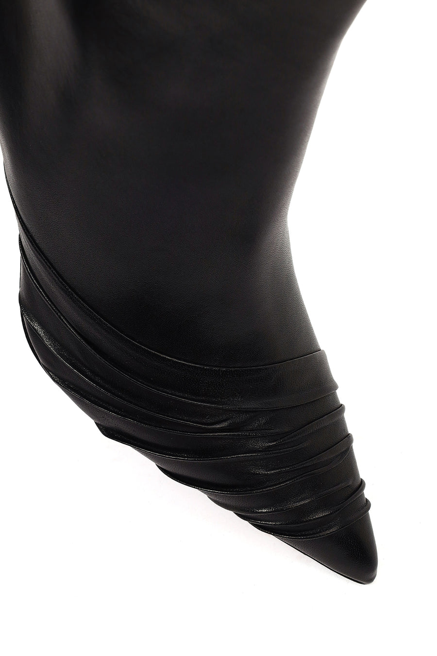 Women's Black Zippered Thin Heeled Leather Boot