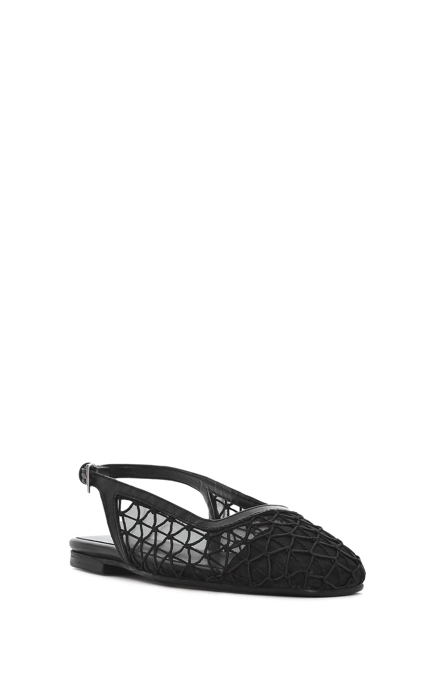 Women's Black Open Back Patterned Ballerinas