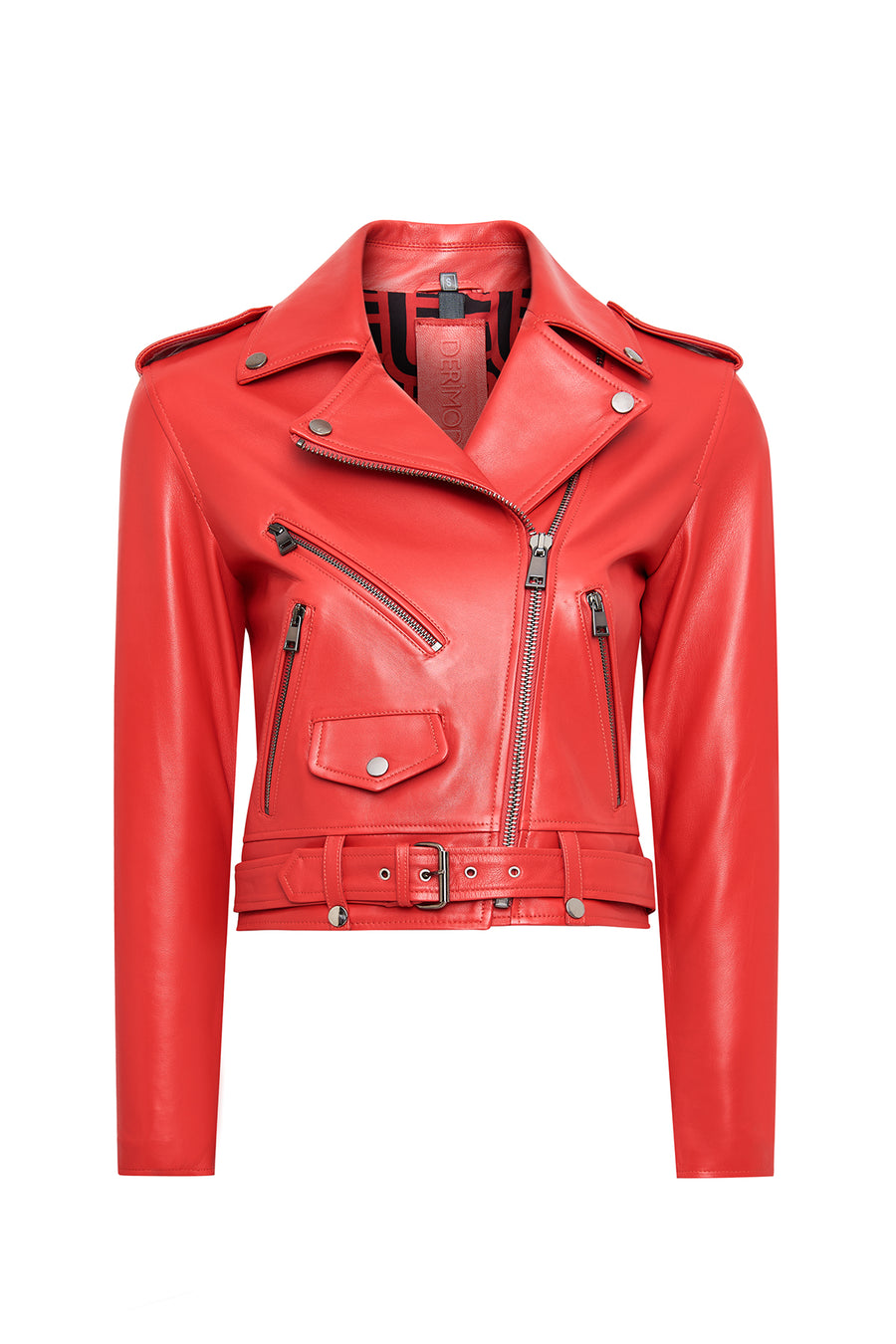 Newage Women's Red Slim-Fit Biker Leather Jacket 25SGD5983U5 | Derimod