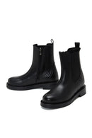 Women's Black Leather Zippered Chelsea Boots | Derimod