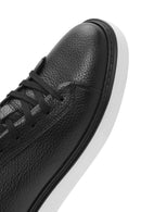 Erkek Siyah Bağcıklı Deri Sneaker | Derimod