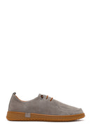 Women's Grey Lace-up Suede Leather Comfort Shoes | Derimod