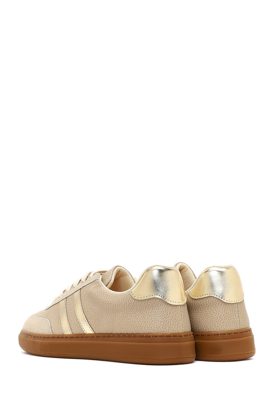 Kadın Bej Bağcıklı Sneaker