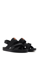 Men's Black Leather Sandals | Derimod