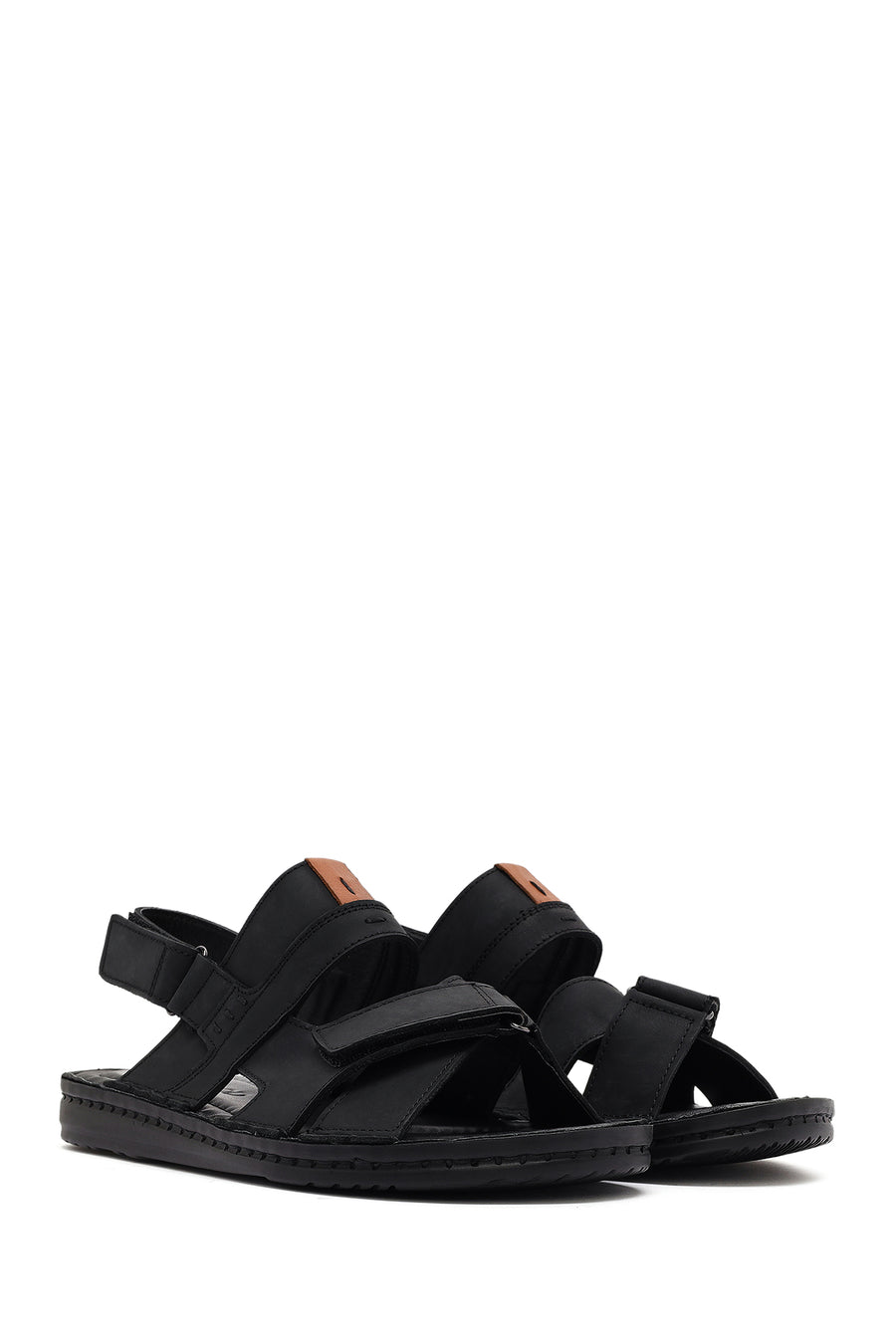Men's Black Leather Sandals