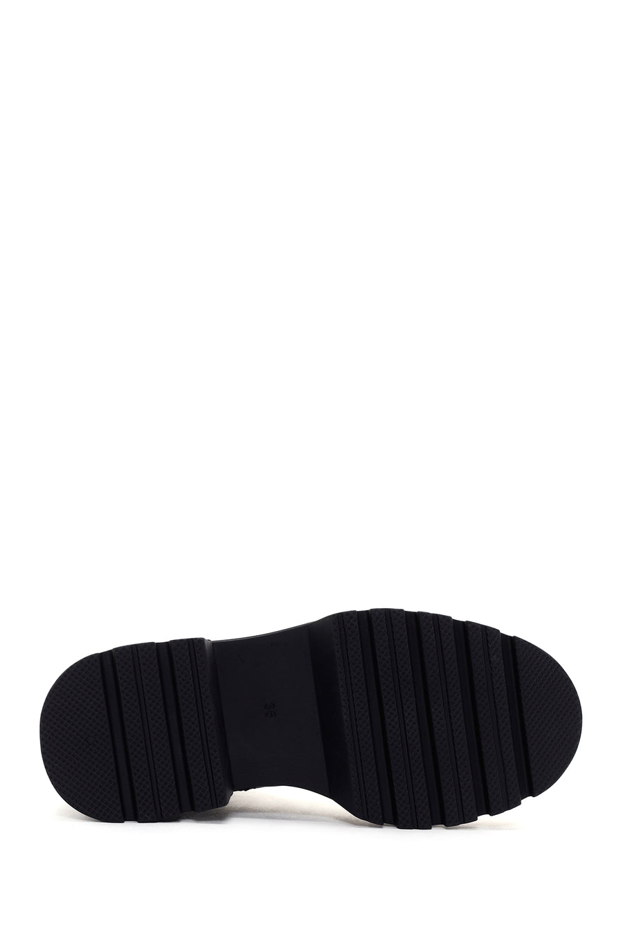 Woman Black Zippered Thick Sole Leather Postal Boots