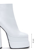 Women's White Leather Platform High Heel Boots | Derimod