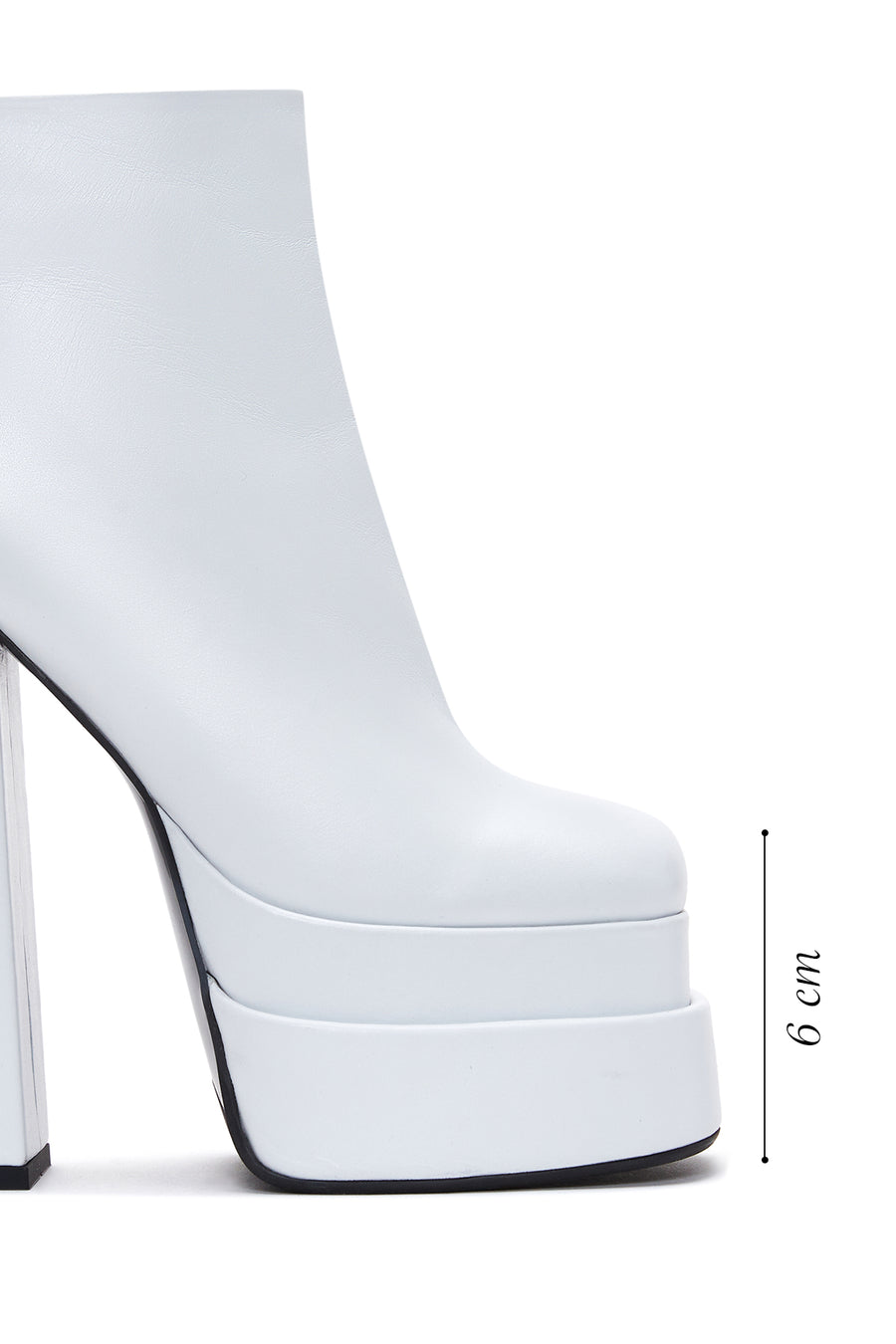 Women's White Leather Platform High Heel Boots